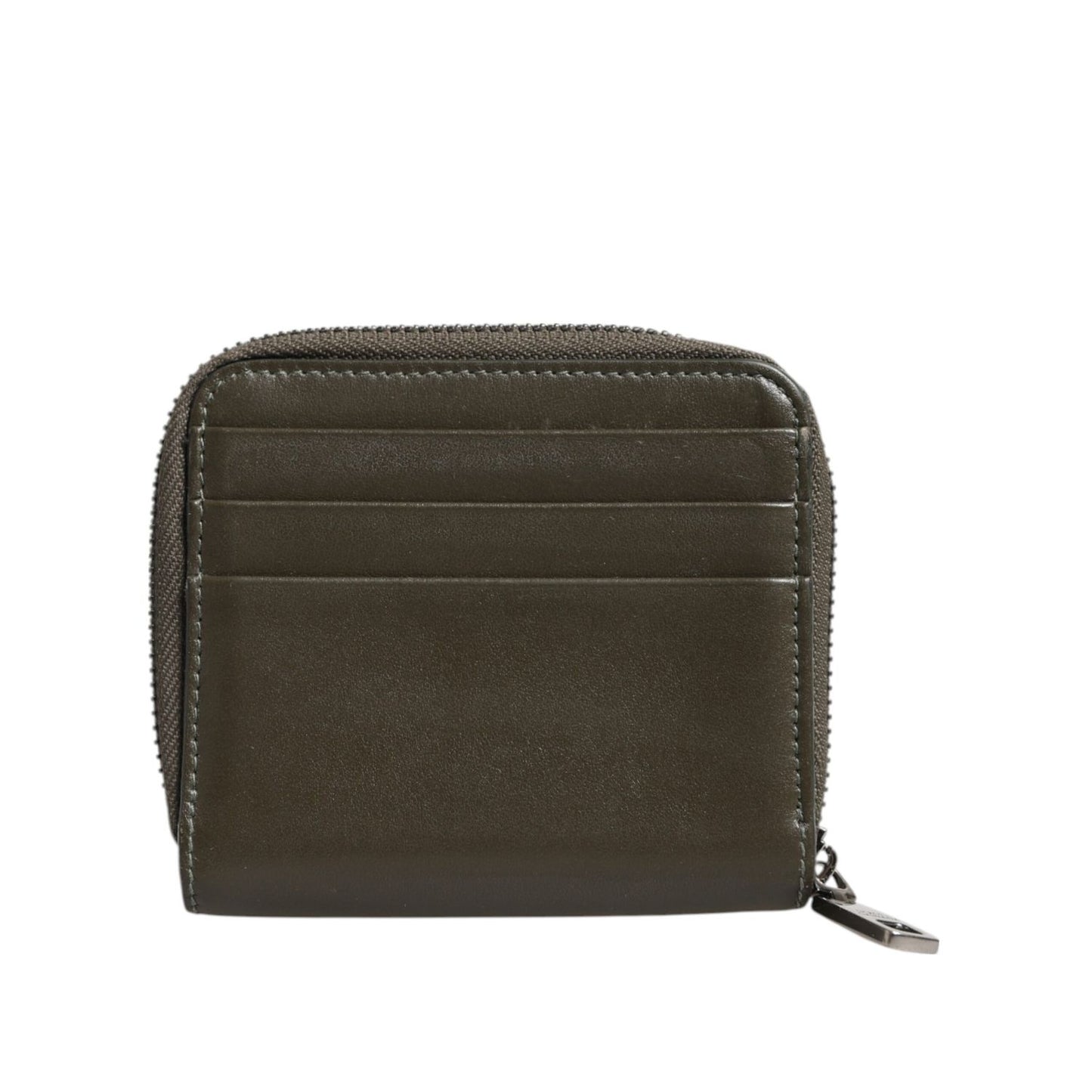 Dolce & Gabbana Brown Leather Logo Plaque Card Holder Coin Purse Wallet
