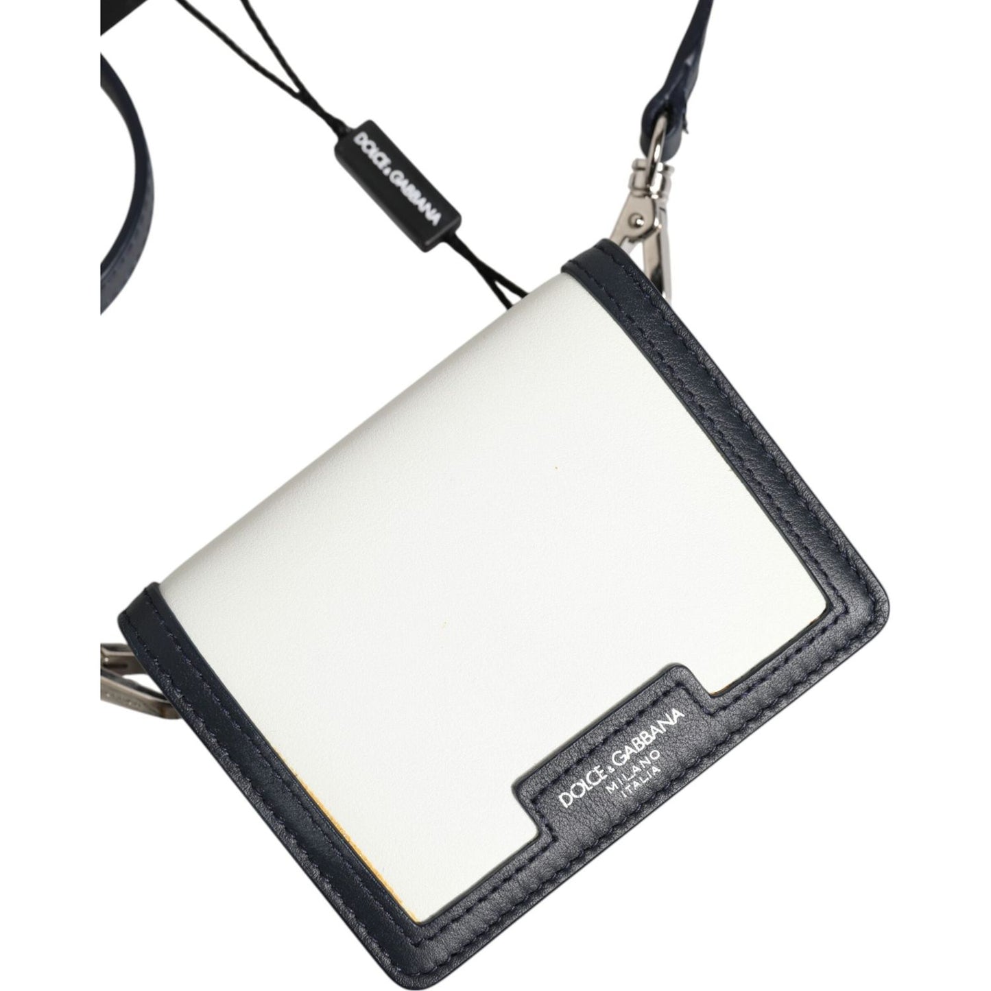 Dolce & Gabbana Beige Black Leather Card Holder Crossbody Men Borse Bag SMY11228