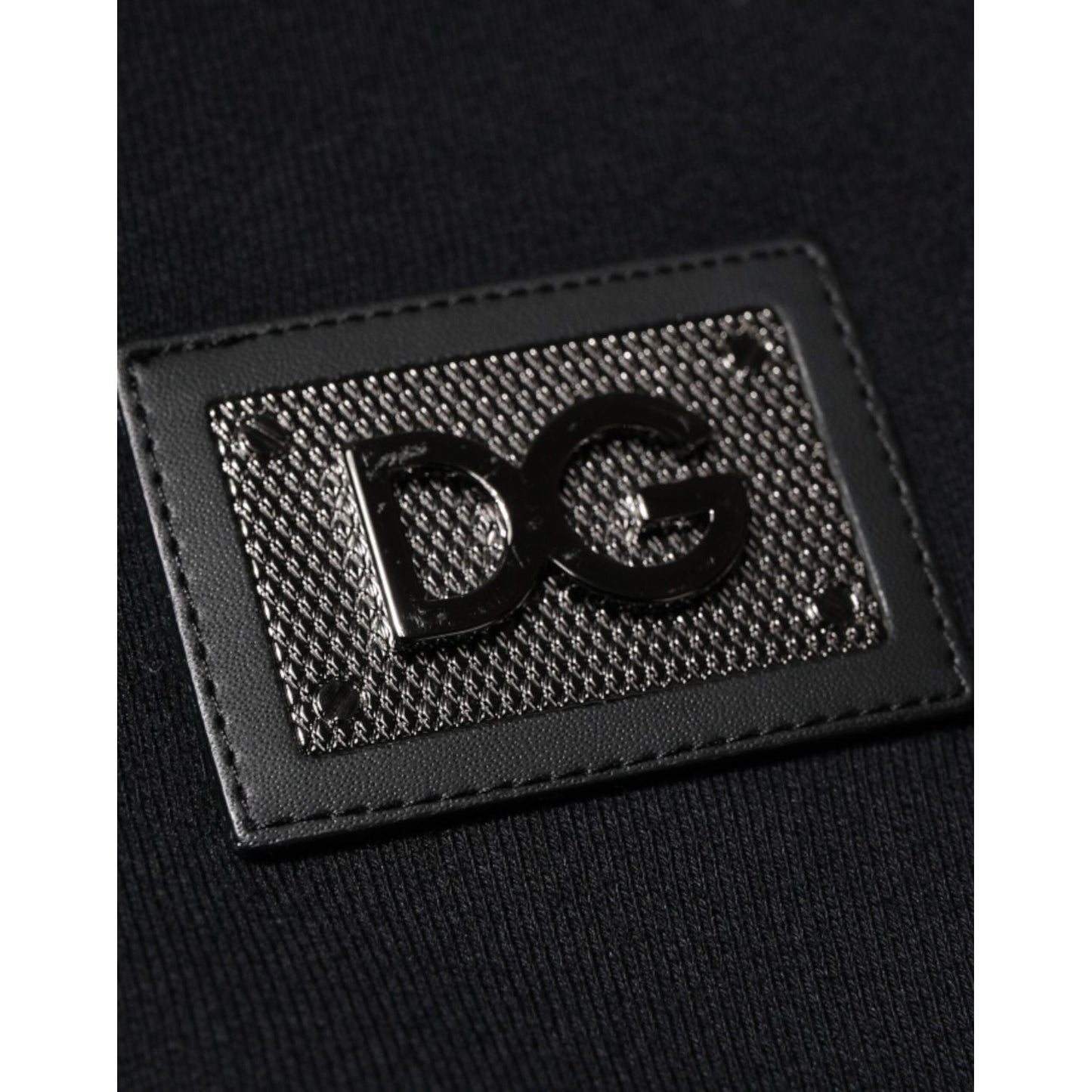 Dolce & Gabbana Black Cotton Plaque Track Cardigan Sweater