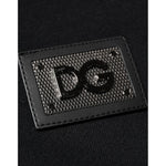Dolce & Gabbana Black Cotton Plaque Track Cardigan Sweater