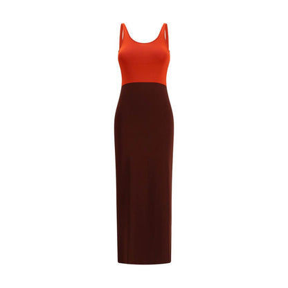 Fendi Multicolor Viscose Casual Dress with fitted silhouette, sleeveless design, color-block pattern, round neckline.