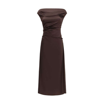 Staud Brown Silk Cocktail Dress