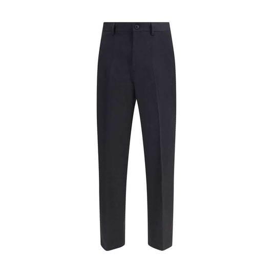 Our Legacy Black Fleece Wool Chino Pants with straight leg design, ideal for casual or formal looks, made in Portugal.