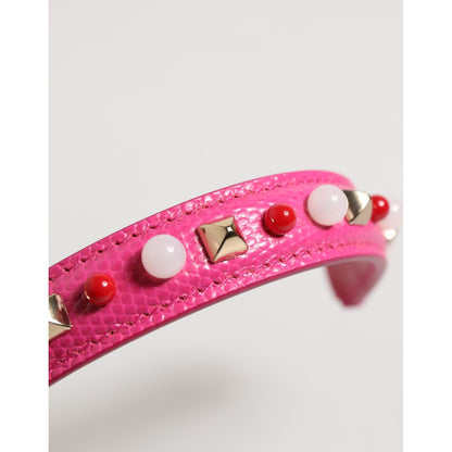 Dolce & Gabbana Pink Embellished Leather Bag Handle Women Shoulder Strap