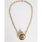 Dolce & Gabbana Gold Brass Rhinestone Devotion Charm Pendant Necklace