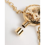 Dolce & Gabbana Gold Brass Rhinestone Devotion Charm Pendant Necklace