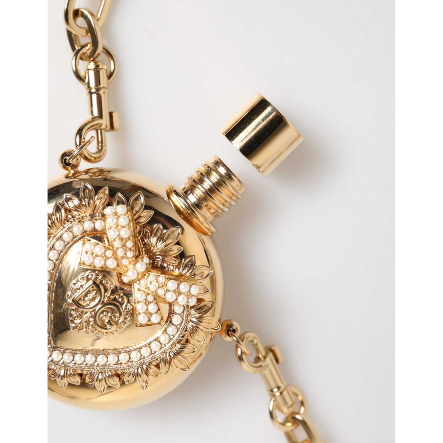 Dolce & Gabbana Gold Brass Rhinestone Devotion Charm Pendant Necklace
