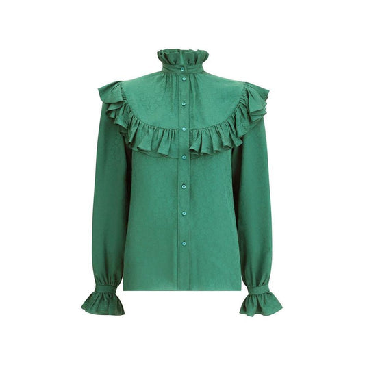 Saint Laurent Silk Blouse with ruffles SA-831783Y143U3120-IT36 | XS