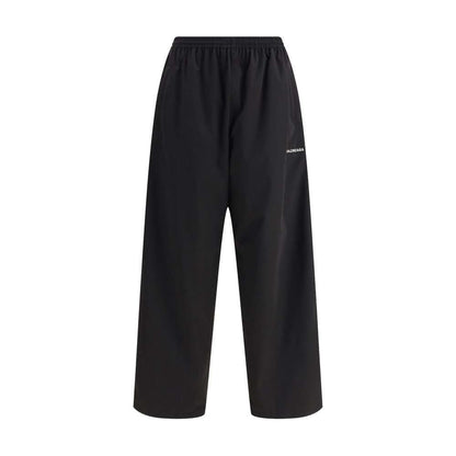 Balenciaga Black Polyester Casual Pants with elastic waistband and wide-leg design for contemporary fit, AW25 collection.