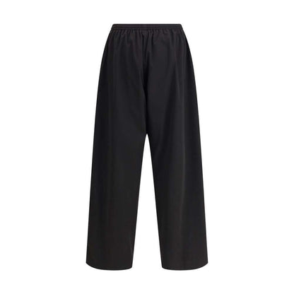 Balenciaga Black Polyester Casual Pants with elastic waistband and wide-leg design, ideal for a sophisticated and relaxed look