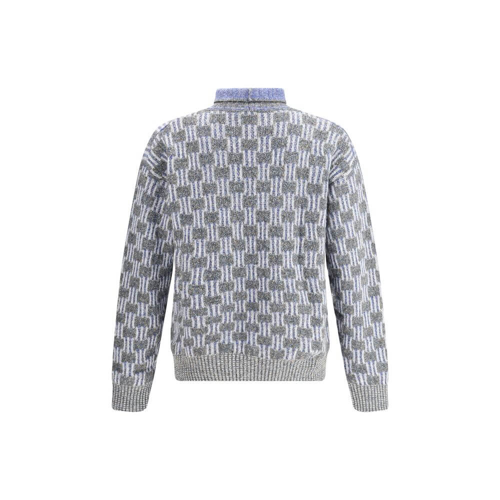 Giorgio Armani Light Blue Cotton Turtleneck with graphic pattern back view