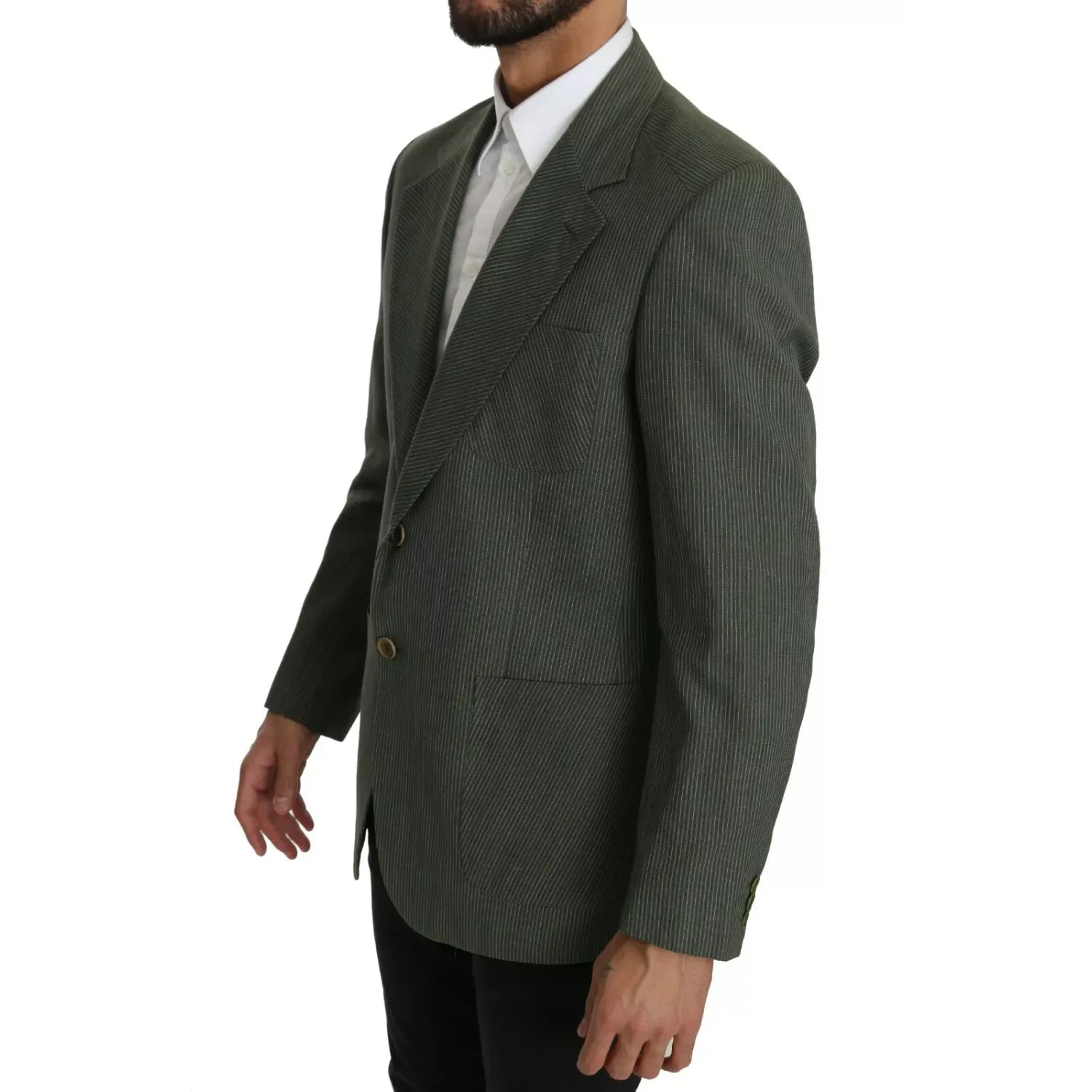 Romeo Gigli Green Linen Blazer One Piece Single Breasted Jacket