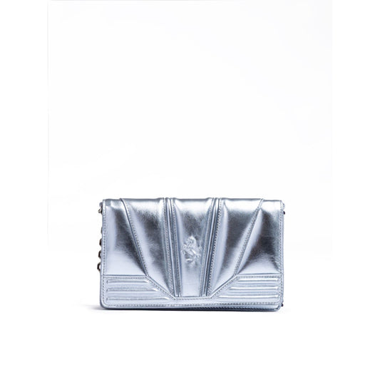 Ferrari Metal light blue GT patent leather bag with chain