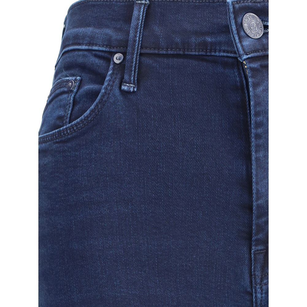 Mother Denim Blue Cotton Cropped Jeans