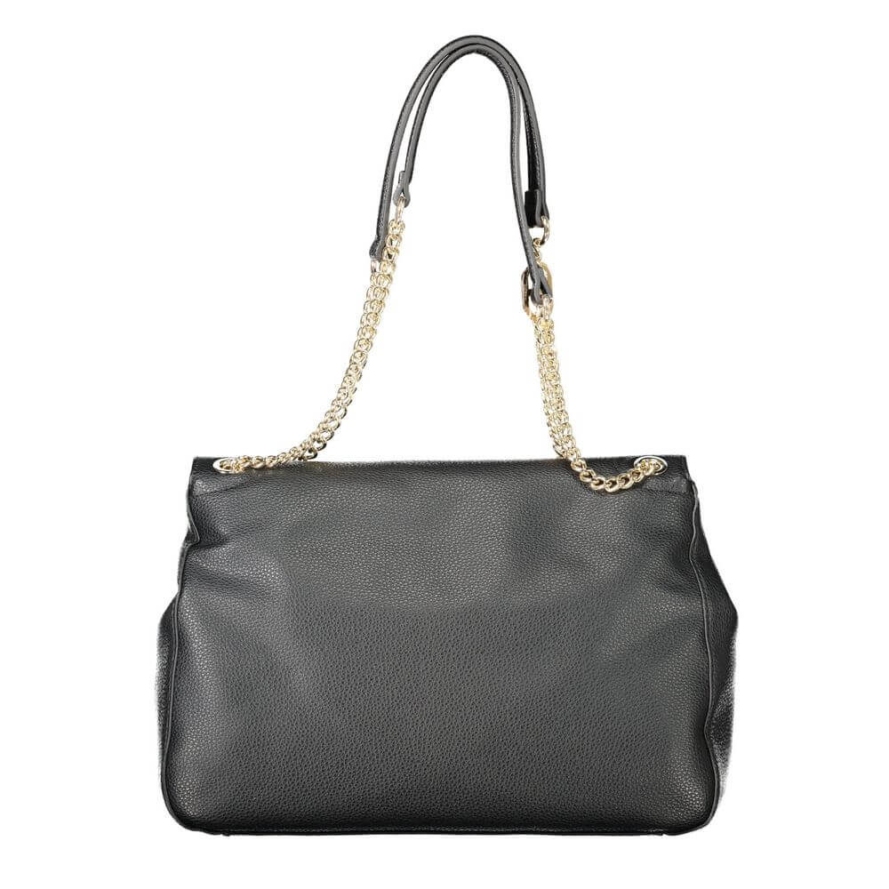 Elegant Twinset Black Polyethylene Women Handbag with chain handles and snap closure, perfect accessory for a chic wardrobe.
