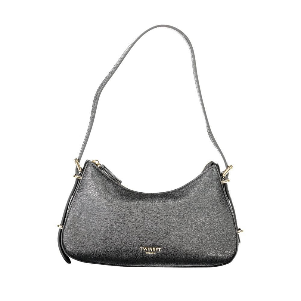 Twinset Black Polyethylene Women Handbag with adjustable strap and zip closure for versatile styling.