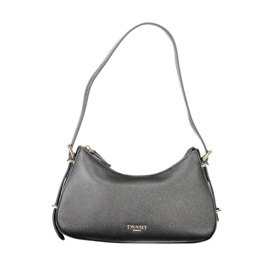 Twinset Black Polyethylene Women Handbag with adjustable strap and zip closure