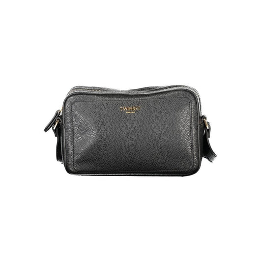 Twinset Black Polyethylene Women Handbag with adjustable shoulder strap and zip closure, perfect for stylish organization.
