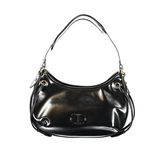 Twinset Black Polyethylene Women Handbag with sleek design and single shoulder handle.