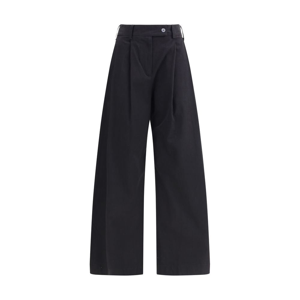 Ella Black Cotton Casual Pants