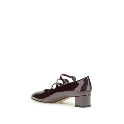 Carel Paris Brown Leather Mid Heel Pumps