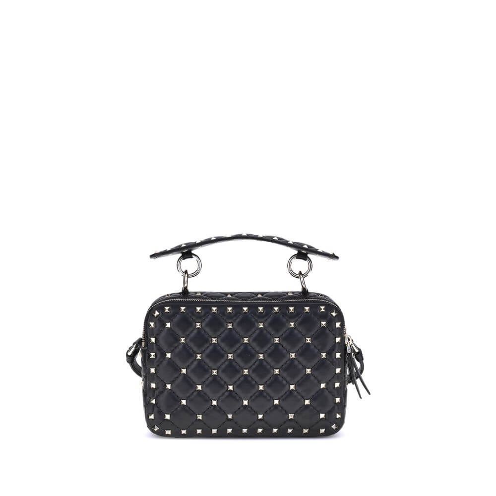Valentino Garavani Black Lamb Ovis Aries Aries Shoulder Bag with quilted design and gold-tone studs