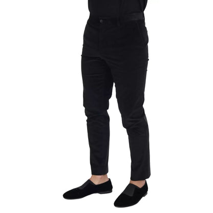 Dolce & Gabbana Black Stretch Cotton Slim Trousers Chino Pants