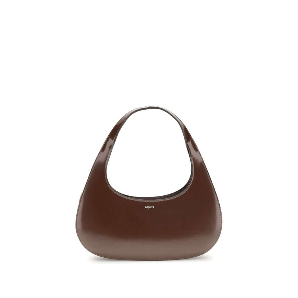 Coperni Brown Leather Shoulder Bag with elegant curved lines for everyday use.