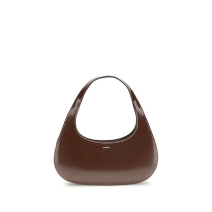 Coperni Brown Leather Shoulder Bag with elegant curved lines for everyday use.