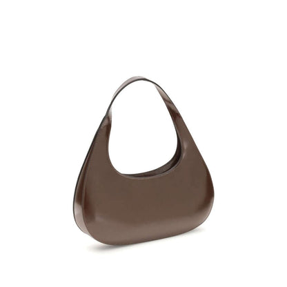 Coperni Brown Leather Shoulder Bag with elegant curved design, crafted from smooth, soft leather for everyday style and ease.