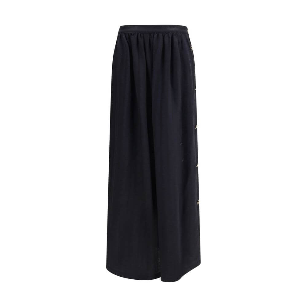 Kristina Ti Black Fleece Wool Long Skirt