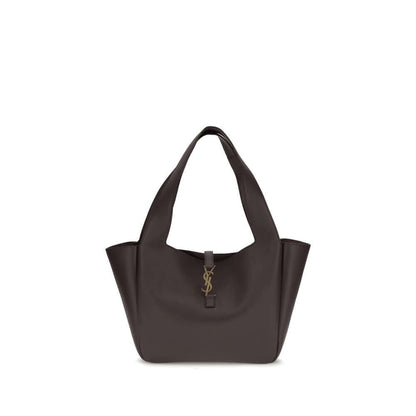 Saint Laurent Brown Lamb Ovis Aries Aries Shoulder Bag with suede lining and iconic Cassandre detail