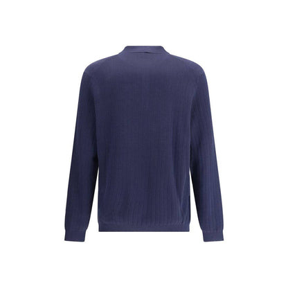 Back view of Brunello Cucinelli Blue Cotton Sweatshirt with ribbed design and classic style, made in Italy for AW25 season.