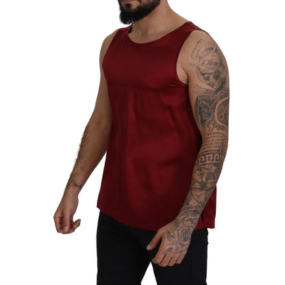 Dolce & Gabbana Red Round Neck Sleeveless Silk T-shirt