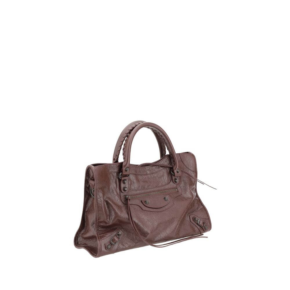 Balenciaga Brown Calf Leather Bos Taurus Shoulder Bag with handles and removable strap