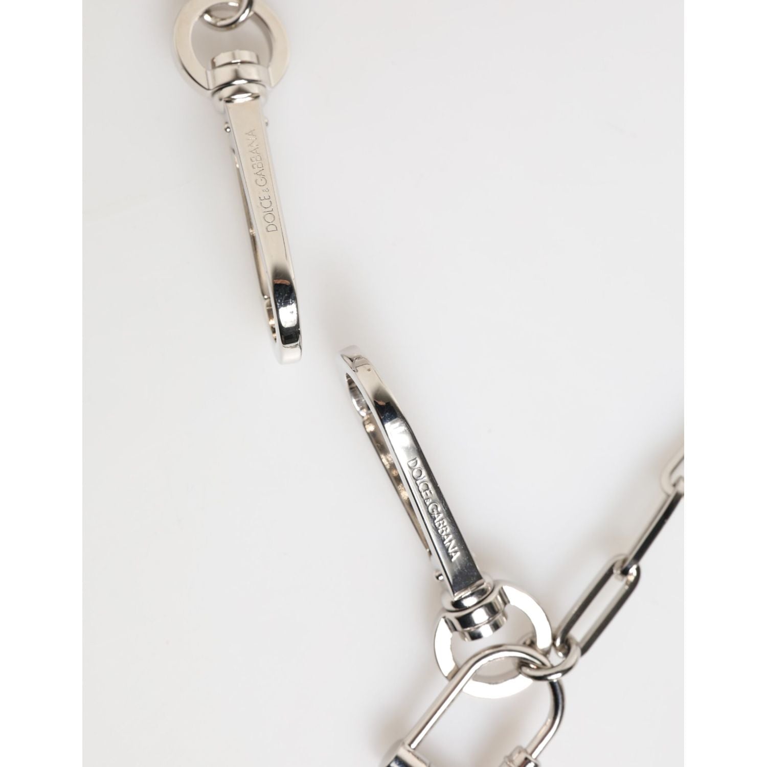 Dolce & Gabbana Silver Tone Metal Chain DG Logo Pendant Men Necklace