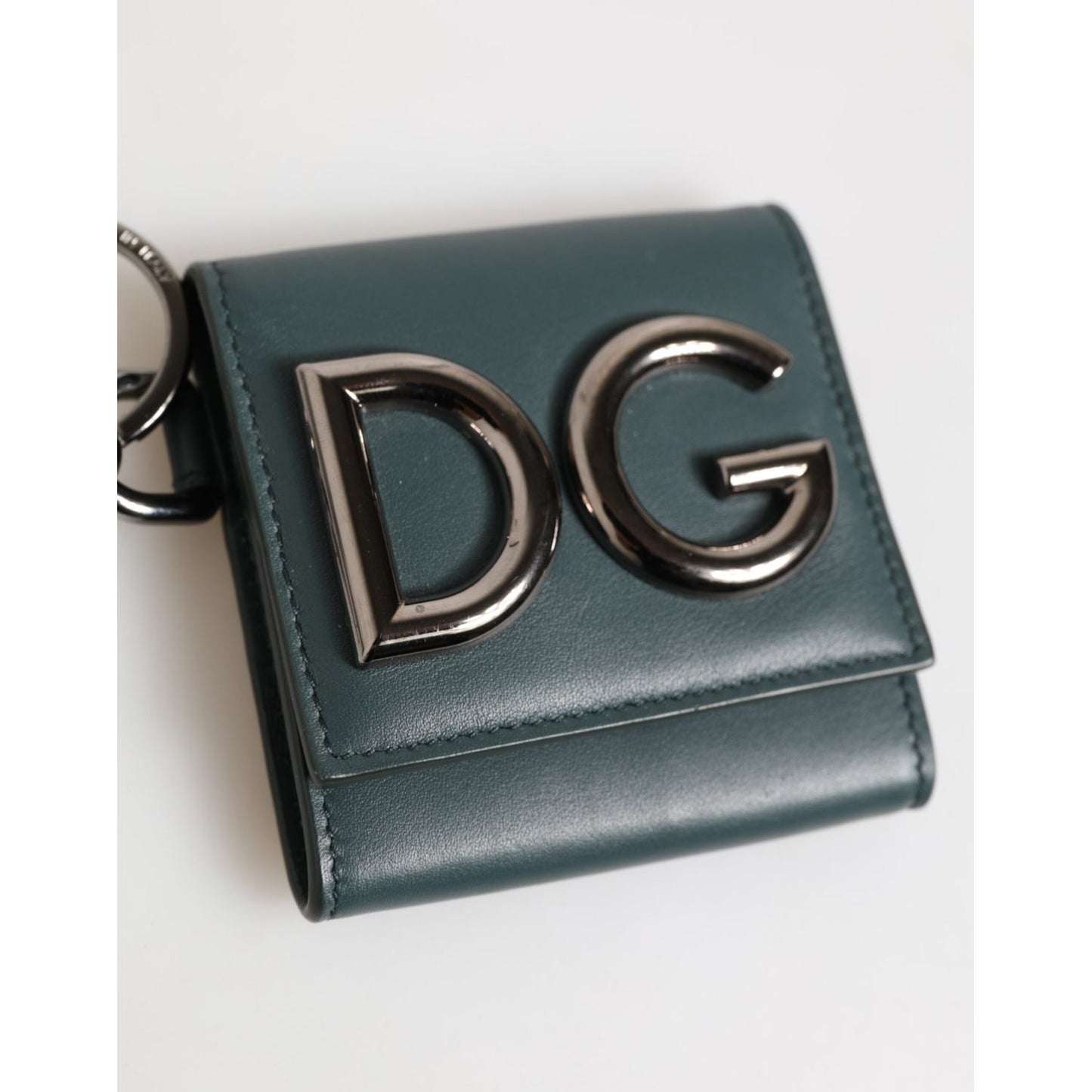 Dolce & Gabbana Dark Green Leather DG Logo Coin Purse Bag Charm Wallet