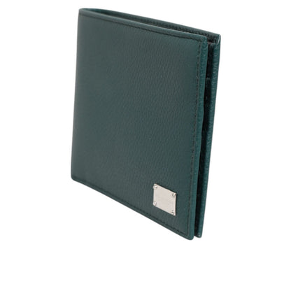 Dolce & Gabbana Green Leather DG Logo Plaque Bifold Men Card Holder Wallet