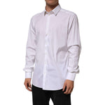 Dolce & Gabbana White Cotton GOLD Long Sleeves Formal Shirt TSH90815-43