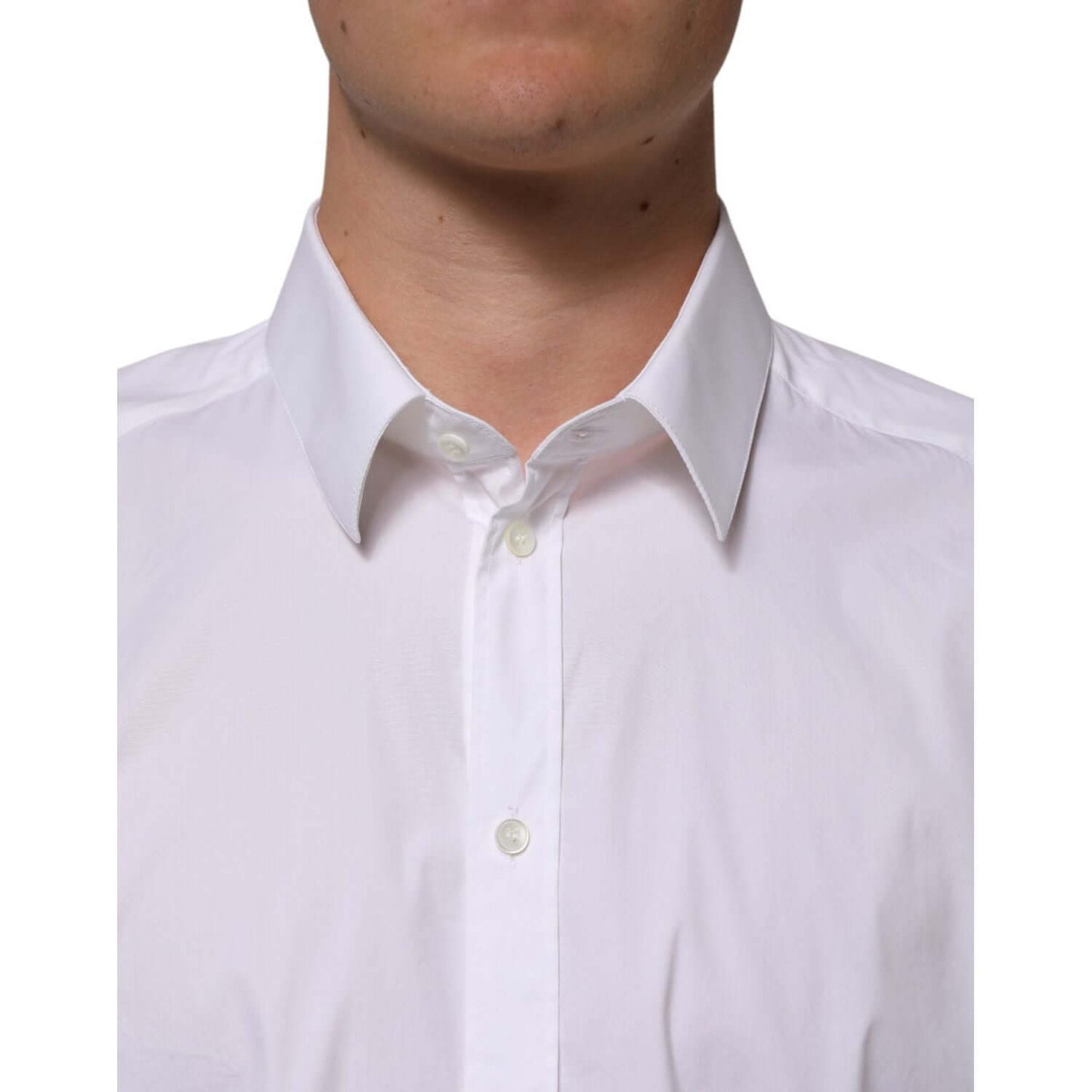 Dolce & Gabbana White Cotton GOLD Long Sleeves Formal Shirt TSH90815-43