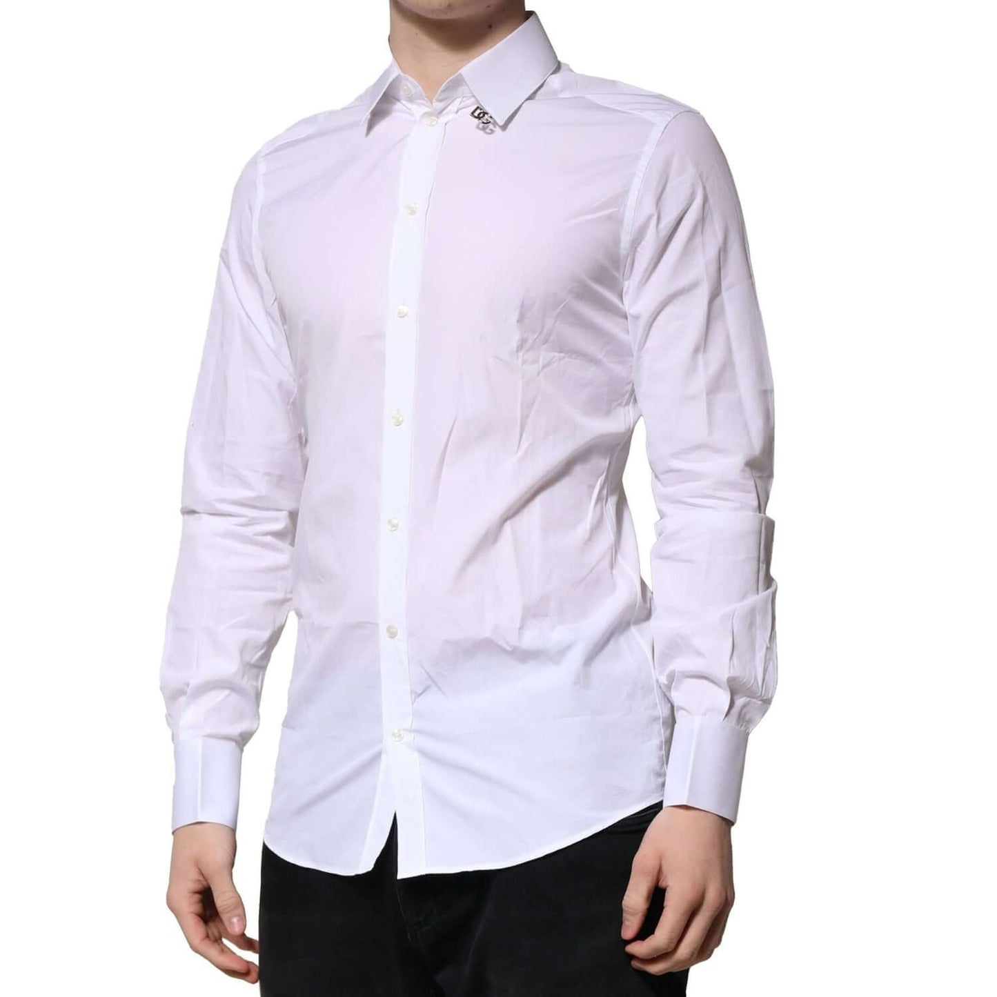 Dolce & Gabbana White Cotton GOLD Long Sleeves Formal Shirt TSH91341-39