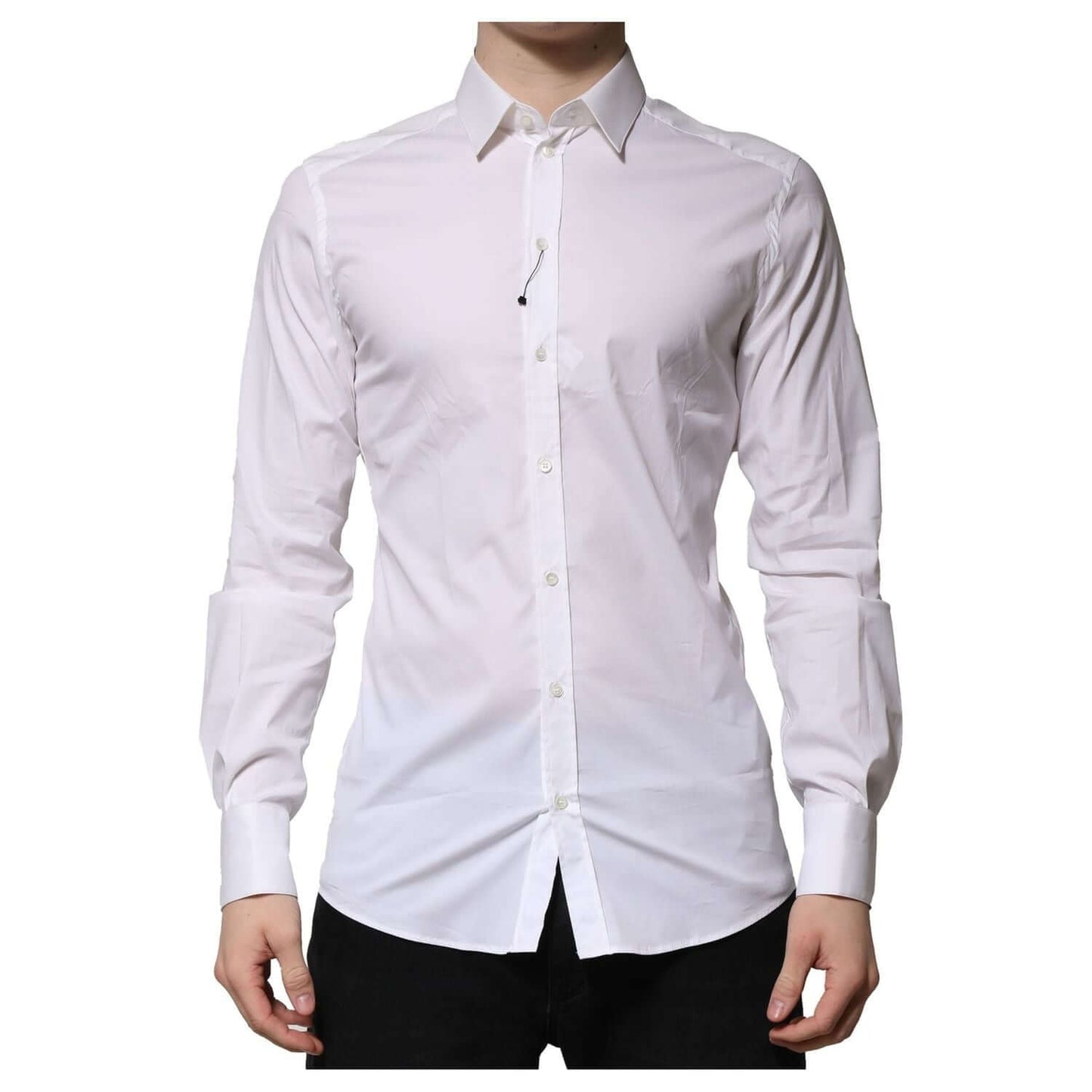 Dolce & Gabbana White Cotton GOLD Long Sleeves Formal Shirt TSH906710-37