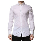 Dolce & Gabbana White Cotton GOLD Long Sleeves Formal Shirt TSH906710-37