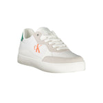 Calvin Klein White Leather Men Sneaker with bold lace-up design and iconic logo, featuring comfort and avant-garde style.