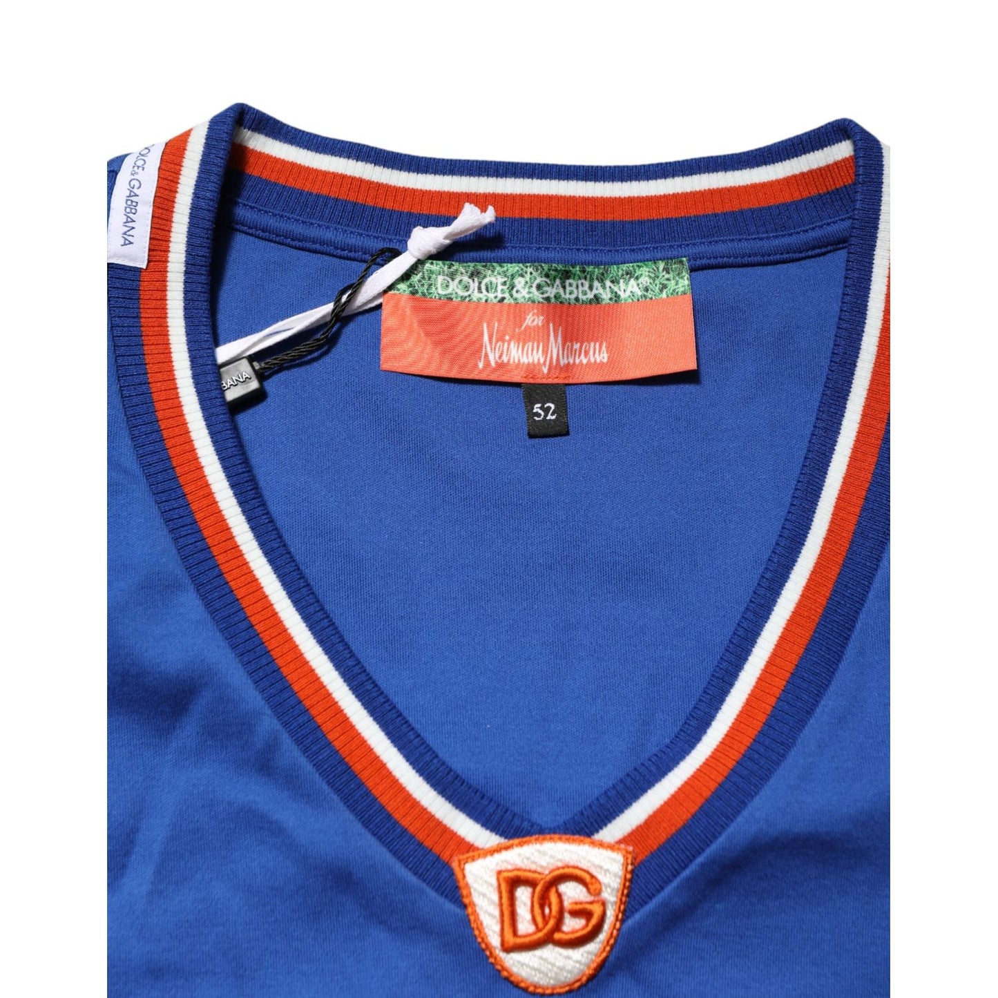 Dolce & Gabbana Blue Cotton DG Logo Mesh Jersey T-shirt