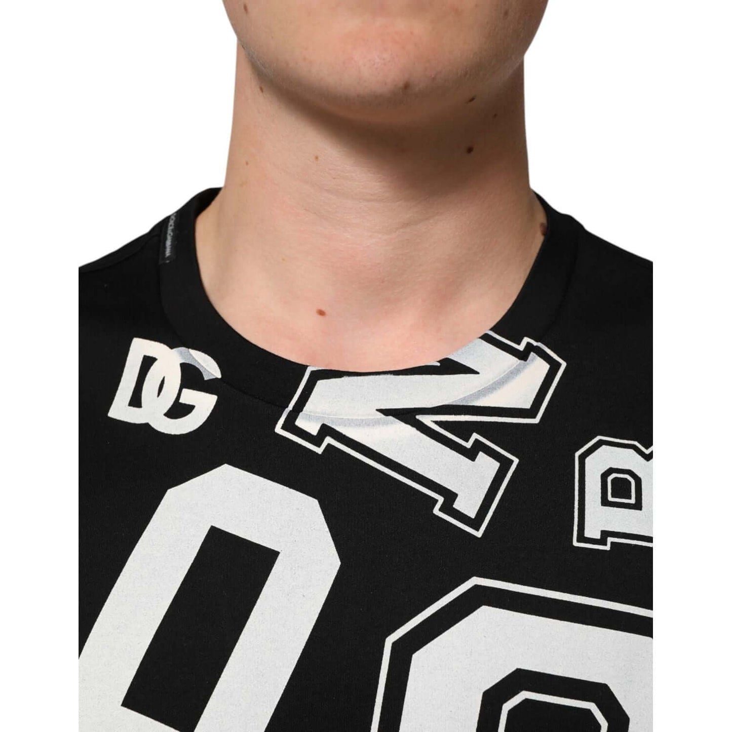 Dolce & Gabbana Black Cotton Letter Print Short Sleeve T-shirt