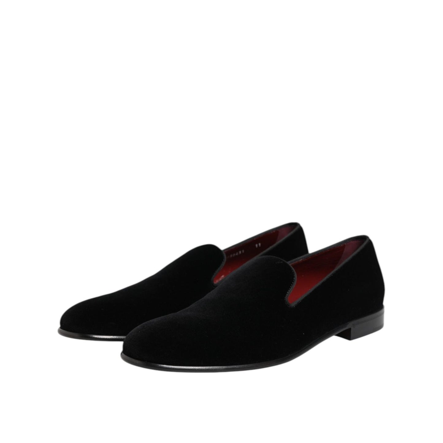 Dolce & Gabbana Black Velvet Slip On Men Loafers Formal Shoes