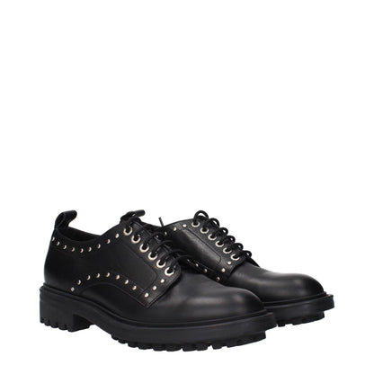 Max Mara Black Leather Oxfords And Derbies with studs and back detail, lace-up and monkstrap design, MPN 552607226001, code F84147.