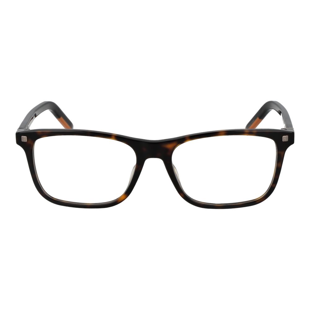 Ermenegildo Zegna Brown Men Glasses Frame, full-rim acetate with demo lenses, size 56-17-145. Stylish rectangle design for men.