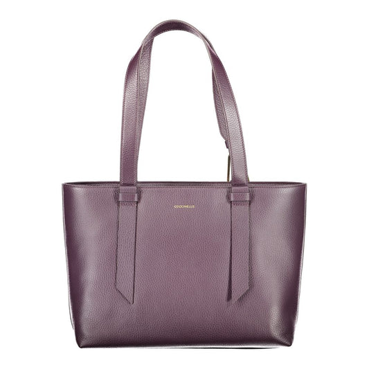 Coccinelle Purple Leather Women Handbag with spacious interior and elegant Italian design